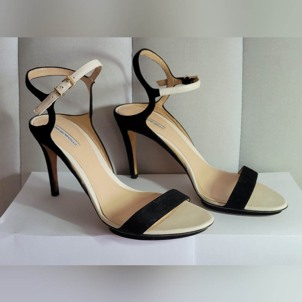 EMPORIO ARMANI Sued Elegant Women's Heels, Size 38
